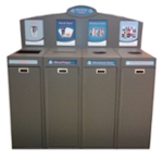 waste and recycling bin with 4 sections