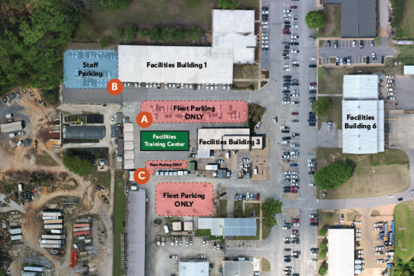 map of Facilities Complex parking after construction of training center