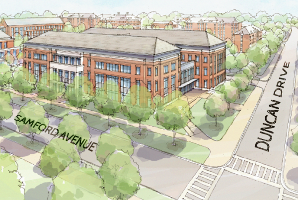 aerial rendering of the new College of Education Building