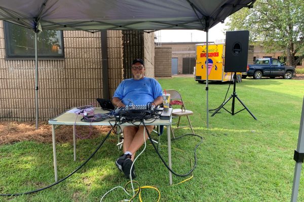 Facilities’ official DJ Mark Pierce of Preventative Maintenance is set up and ready for the day’s festivities to begin.