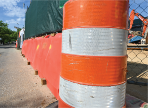 Cones on a construction site.