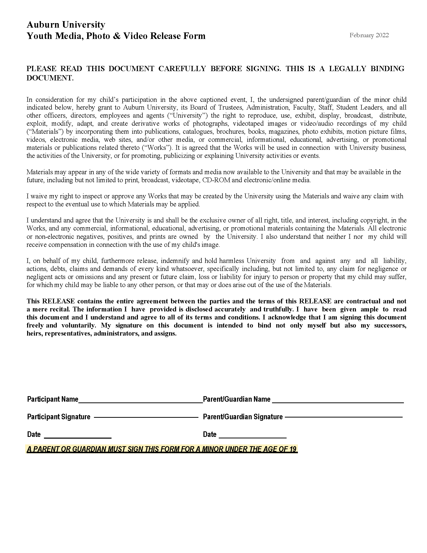 Media Waiver