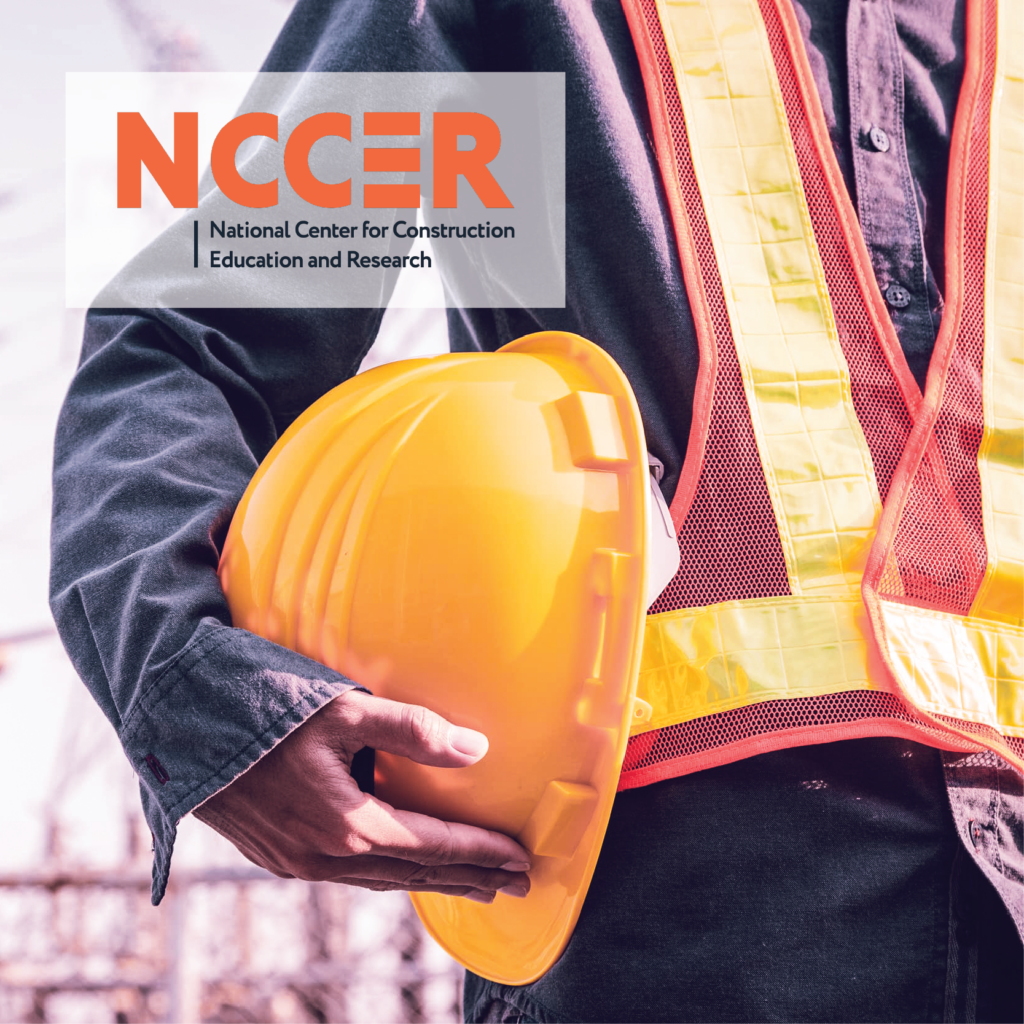 NCCER Logo with a man in a hard hat behind it.